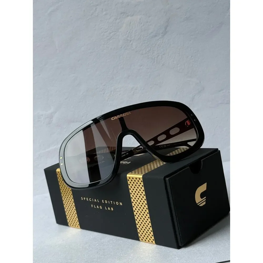Carrera Flaglab 17 Oversized Mask Sunglasses in Black